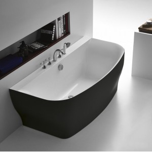 BB74-NERO Отдельностоящая акриловая ванна в комплекте со сливом-переливом цвета хром , Nero