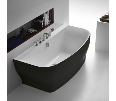 BB74-NERO Отдельностоящая акриловая ванна в комплекте со сливом-переливом цвета хром , Nero