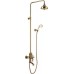 Душевая стойка Lemark Brava с поворотным изливом,ручным душем и верхней душевой лейкой, золото