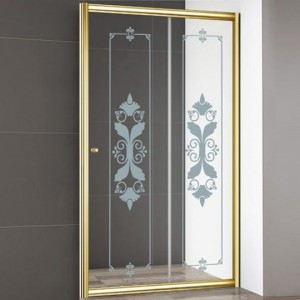 Душевая дверь в нишу Cezares Giubileo-BF-1 120 см стекло с узором, золото