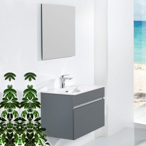 Мебель для ванной Armadi Art Vallessi 60 антрацит матовая, с белой раковиной
