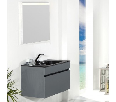 Мебель для ванной Armadi Art Vallessi 60 антрацит матовая, с черной раковиной